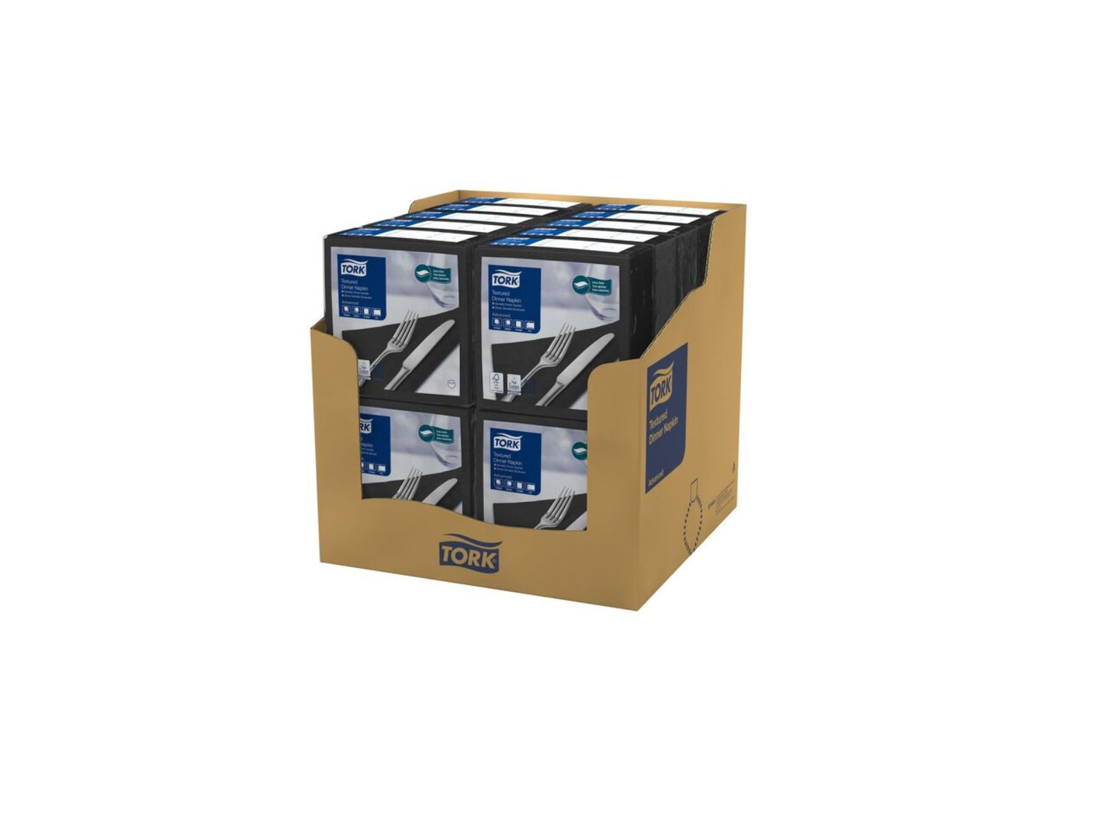 Serwetki Tork Textured 509419 Czarna 39,5 x 39 Karton 1000 serwetek (20 x 50) Składana 1/4
